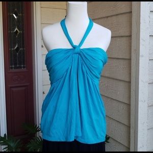 Apostrophe Caribbean Blue Stretch Halter Top